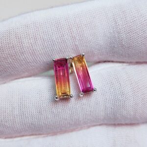 Ametrine Stud Earrings, Ametrine Doublet Quartz Earrings, 925 Sterling Silver Earrings, Ametrine Quartz Stud Earrings, Earrings For Gift