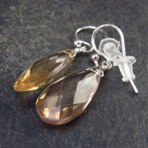 Stunning Natural Faceted Drop Shape Ametrine Crystal Silver Earrings - 1.2" - 2.69 Grams