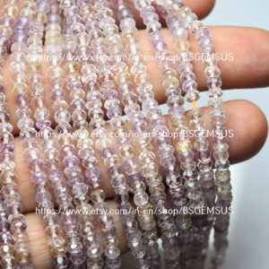 13 Inch strand, Natural Ametrine Faceted Rondelles. 4-4.25mm