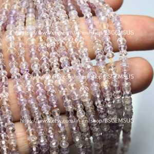 13 Inch strand, Natural Ametrine Faceted Rondelles. 3.5mm