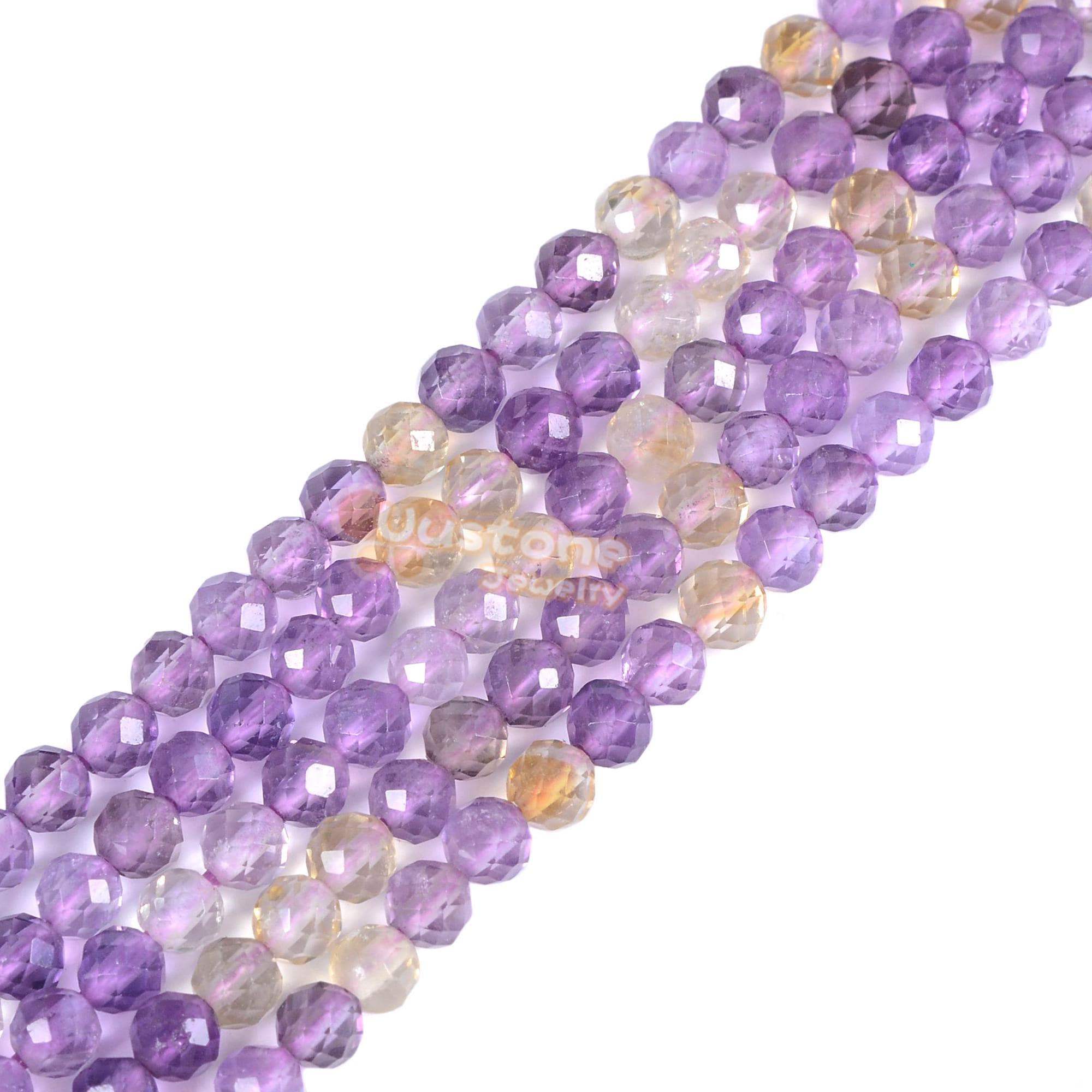 3mm To 4mm Ametrine Faceted Round Loose Beads Strand 15.5-16" Diy Jewelry Making 3mm To 4mm Ametrine Faceted Round Loose Beads Strand 15.5-16" Diy Jewelry Making