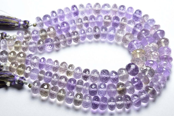 8 Inches - Big Natural Beautiful Faceted Ametrine Rondelle - Size Is 8-9 Mm #1796 8 Inches - Big Natural Beautiful Faceted Ametrine Rondelle - Size Is 8-9 Mm #1796