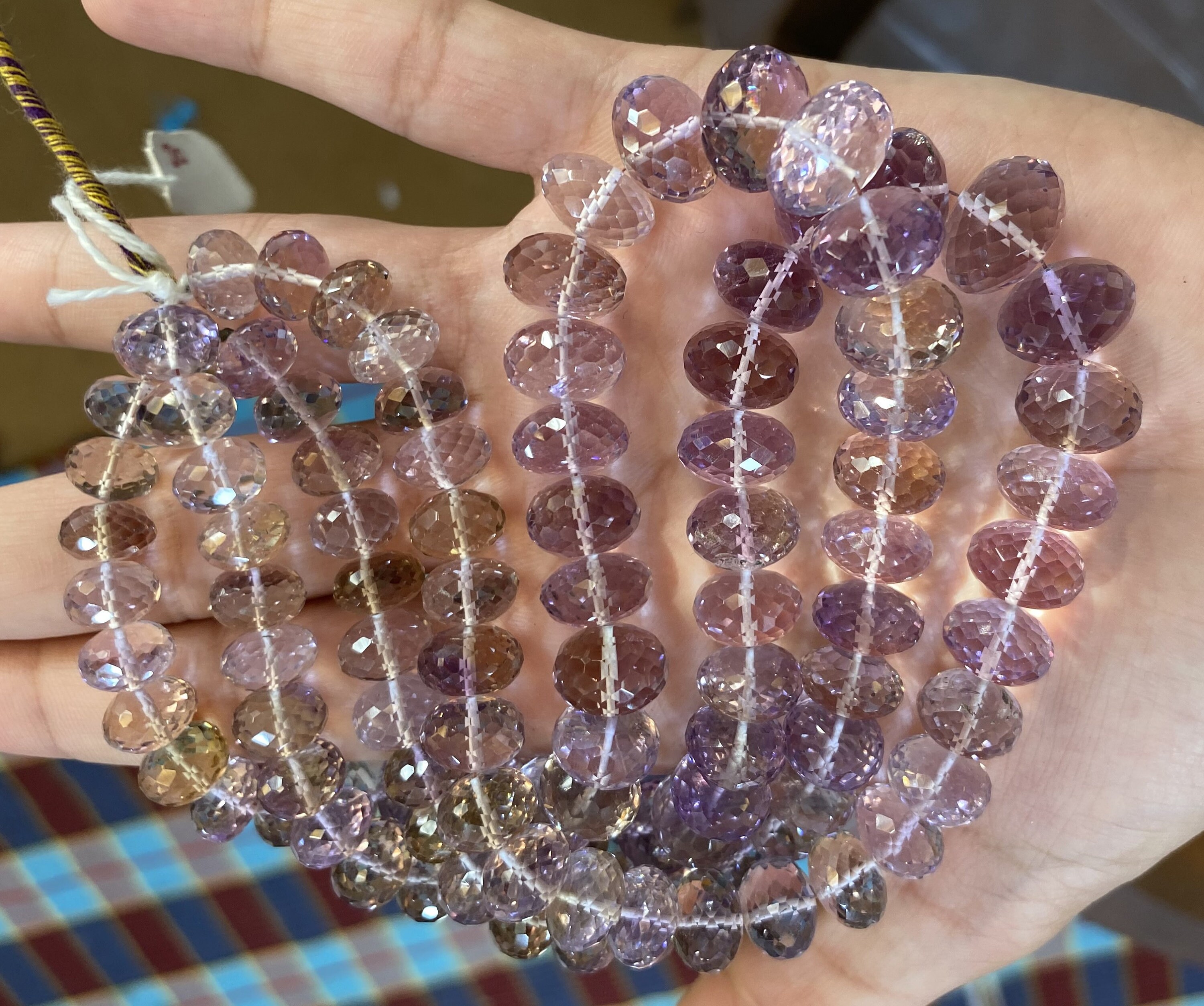 4 Inches Strand, Natural Ametrine  Faceted Rondell's Size 10-13mm