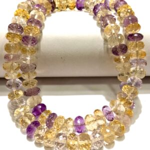 Aa Quality~ametrine Faceted Rondelle Beads 8mm Ametrine Faceted Beads Natural Ametrine Gemstone Bead7- 8mm Amethrine Rondelle Ametrine Beads