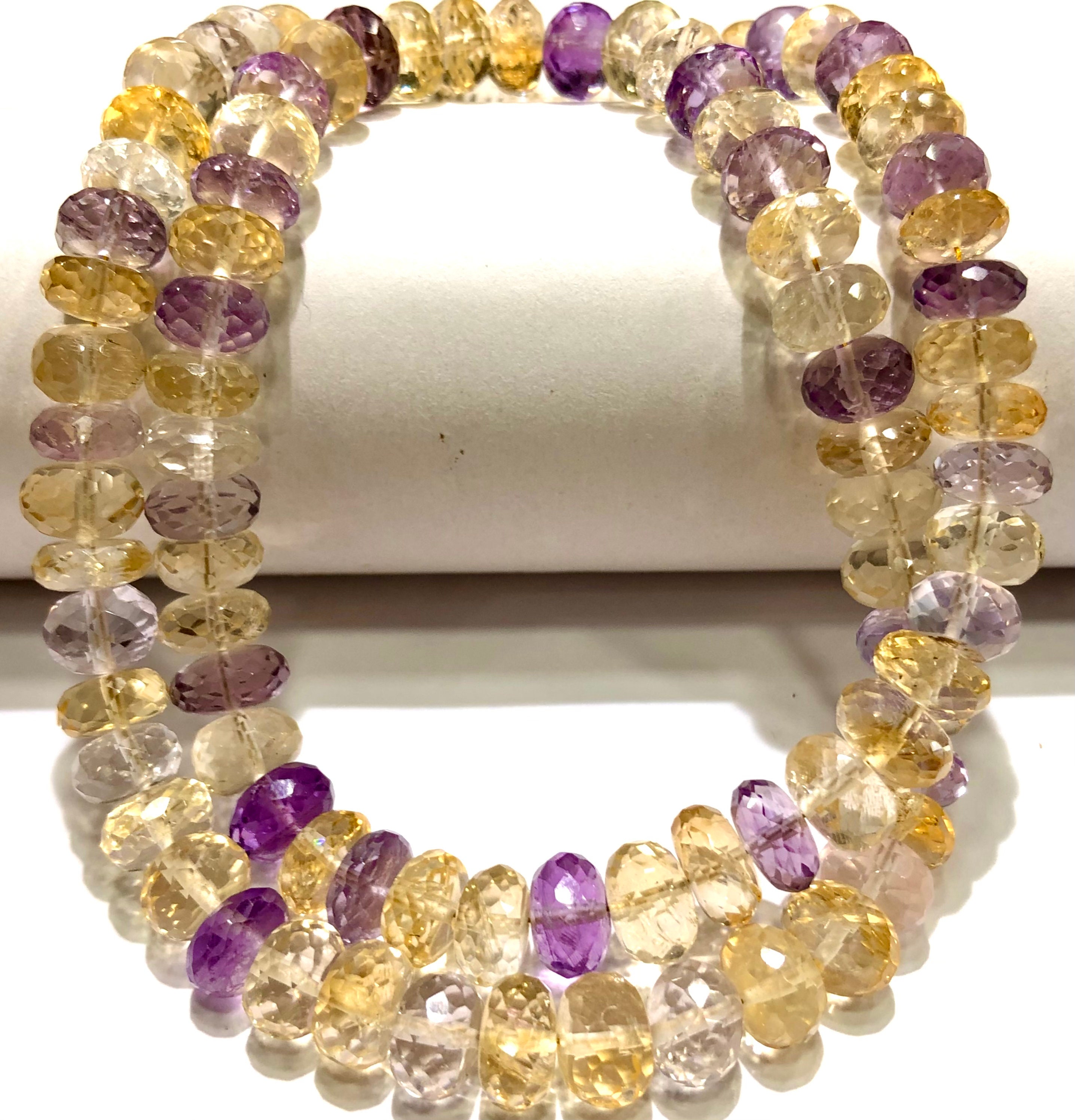 Aa Quality~ametrine Faceted Rondelle Beads 8mm Ametrine Faceted Beads Natural Ametrine Gemstone Bead7- 8mm Amethrine Rondelle Ametrine Beads