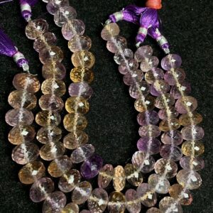 AAA Natural Ametrine | 11-13 mm Faceted Rondelle Shape | Gemstone Beads | 8 Inches Strand |Jewelry Making Supplies