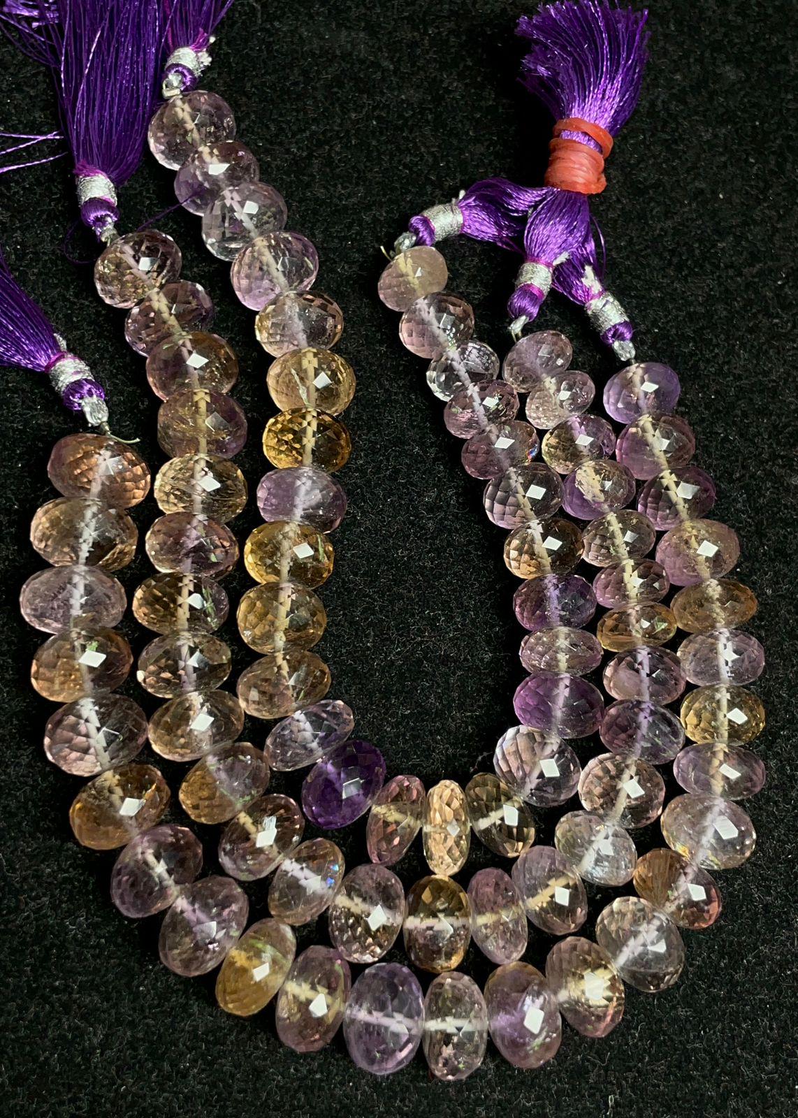 Aaa Natural Ametrine | 11-13 Mm Faceted Rondelle Shape | Gemstone Beads | 8 Inches Strand |jewelry Making Supplies
