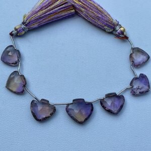 Bead Ametrine Fancy Heart Shape Puffed Faceted 12 To 15mm, 3 Piece Set ,natural
