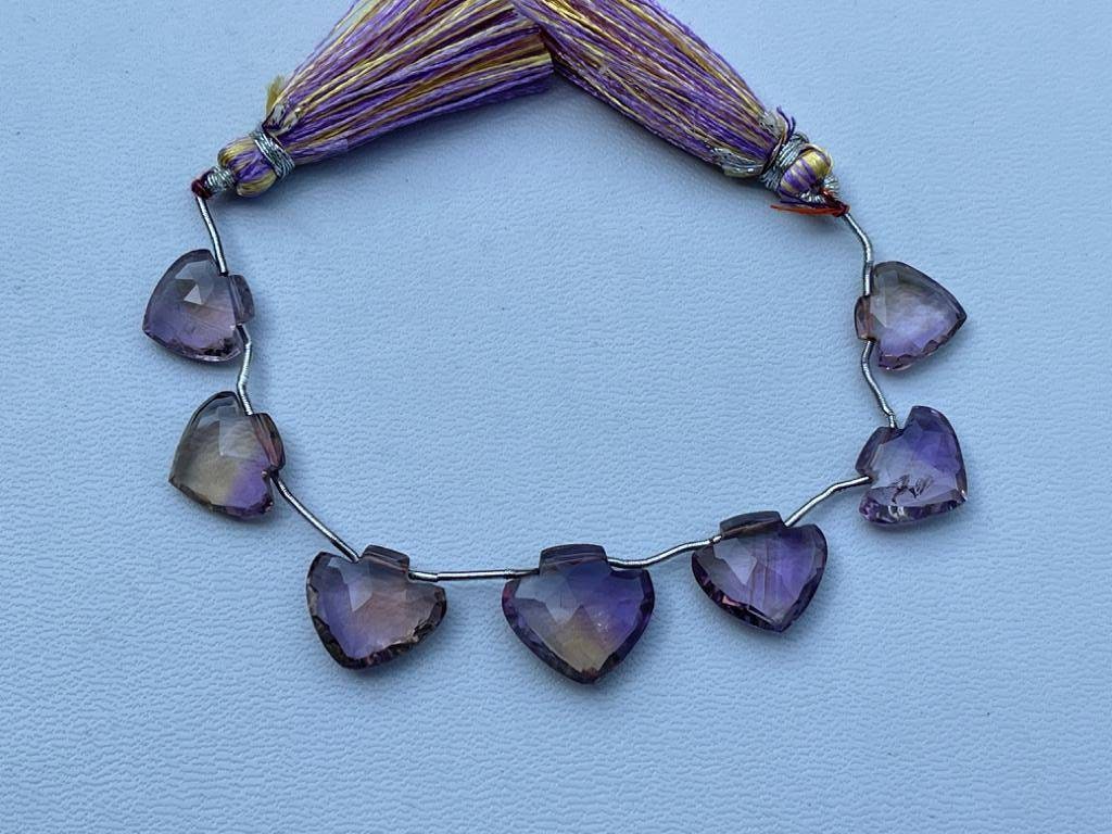 Bead Ametrine Fancy Heart Shape Puffed Faceted 12 To 15mm, 3 Piece Set ,natural Bead Ametrine Fancy Heart Shape Puffed Faceted 12 To 15mm, 3 Piece Set ,natural