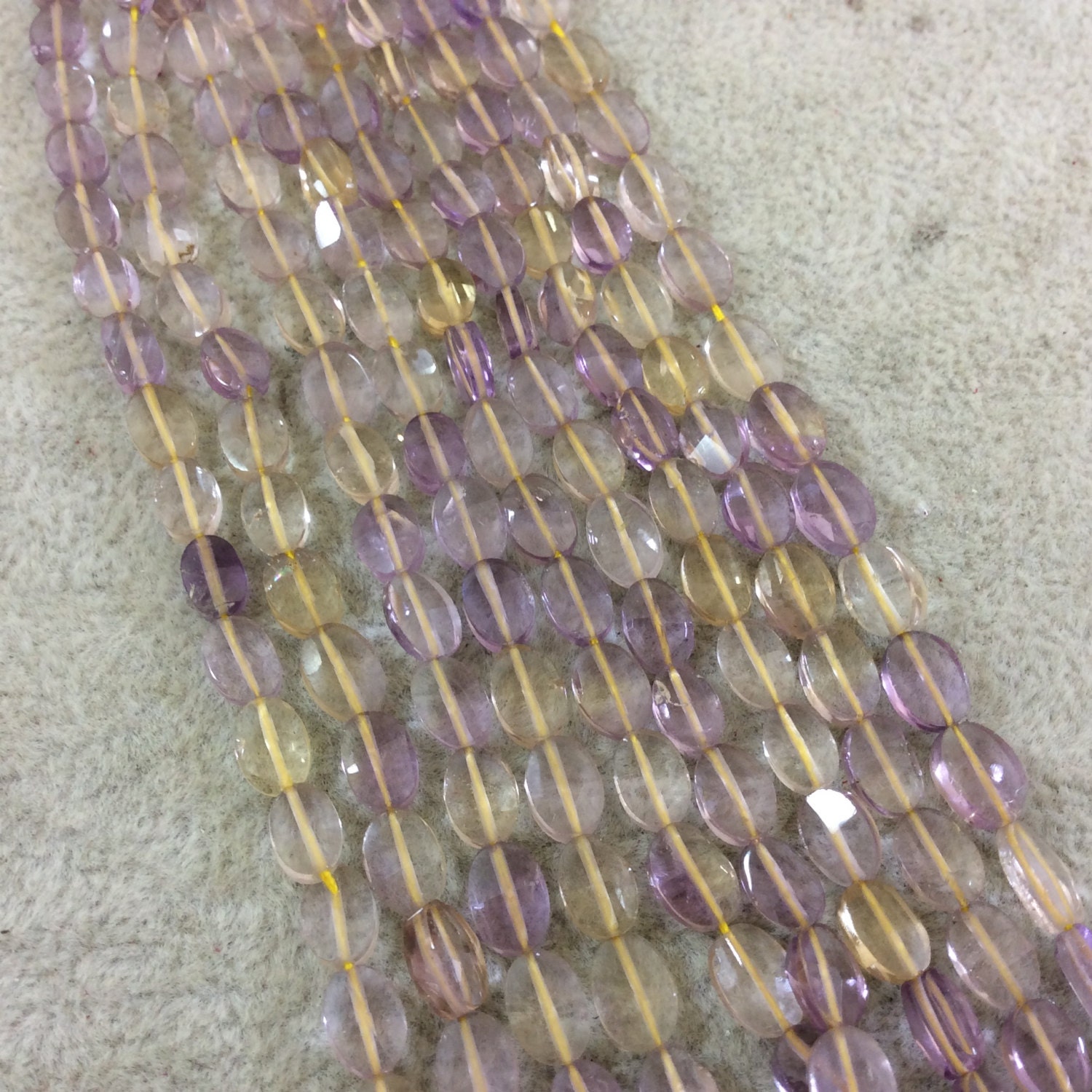 Faceted Ametrine Beads: 4x6mm Oblong Oval, 15" Strand