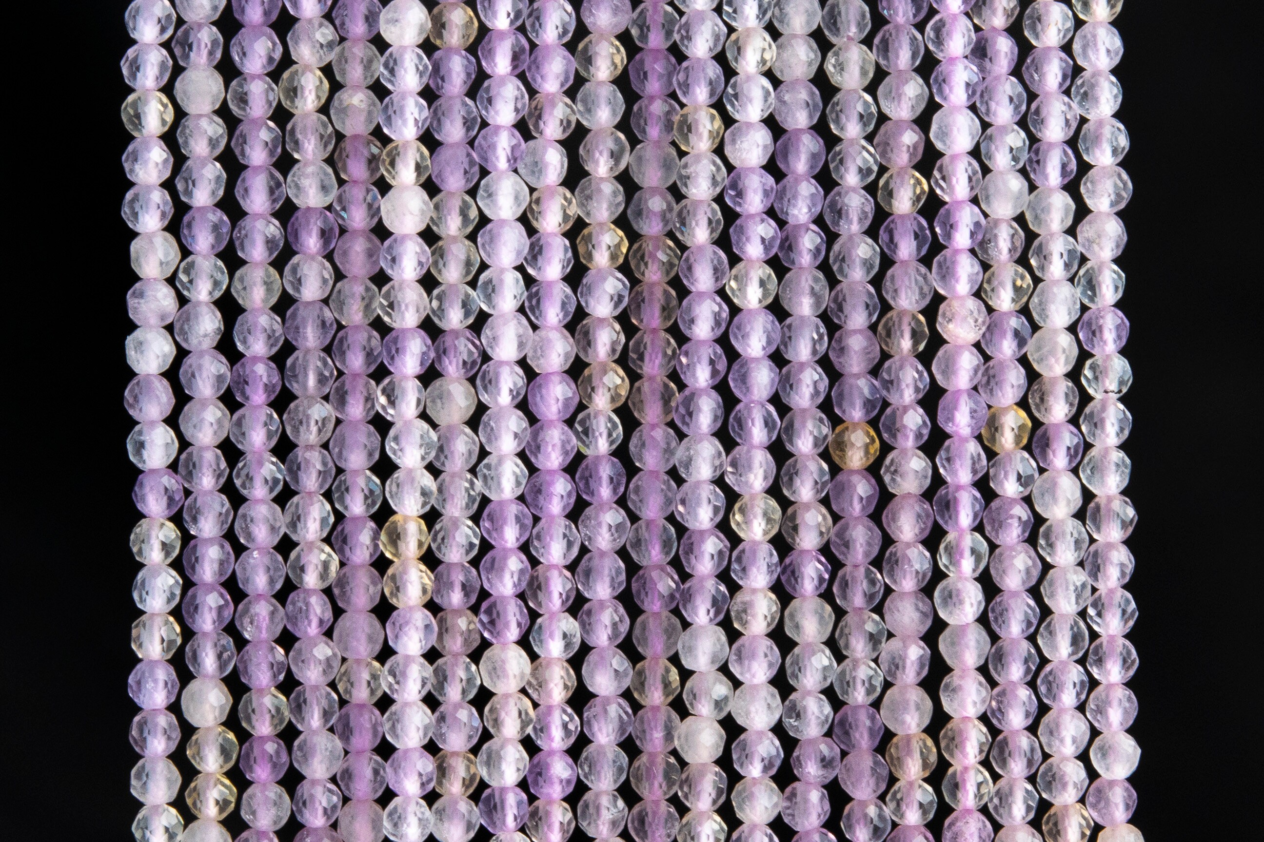 Genuine Natural Ametrine Gemstone Beads 2mm Purple Yellow Faceted Round Aaa Quality Loose Beads (107690)
