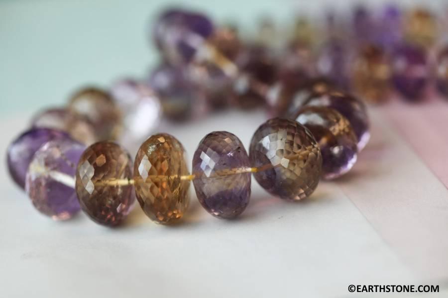 Ametrine 8-17mm Faceted Rondelle Beads 16" Strand Size Graduated Enhanced 235-1103 Ametrine 8-17mm Faceted Rondelle Beads 16" Strand Size Graduated Enhanced 235-1103