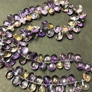 Magnificent Natural Ametrine Faceted Beads/almond Shape 8*9mm 18" Aaa Quality Ametrine Gemstone Beads/worth Buying Lustrous Ametrine Almonds