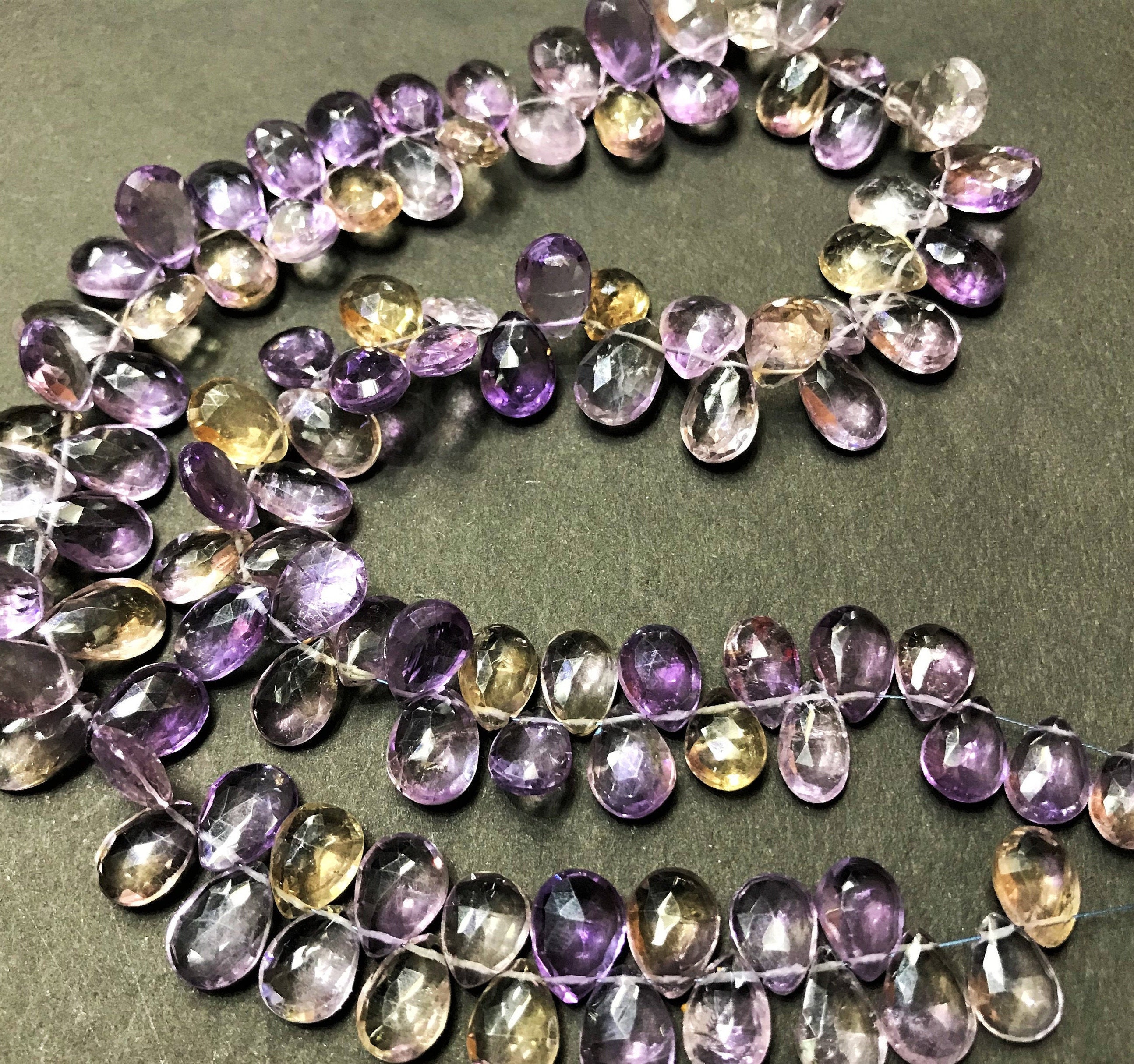 Magnificent Natural Ametrine Faceted Beads/almond Shape 8*9mm 18" Aaa Quality Ametrine Gemstone Beads/worth Buying Lustrous Ametrine Almonds
