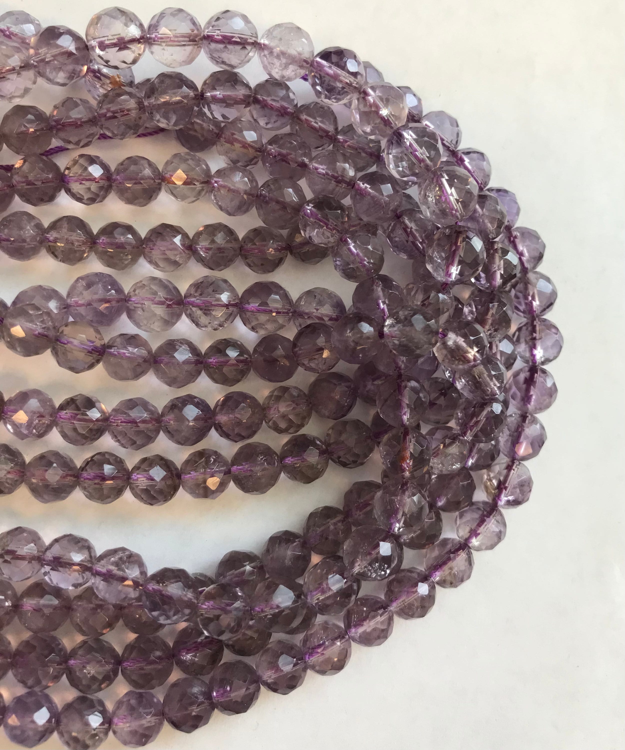 Natural Ametrine 8mm Faceted Round Gemstone Beads - 15.5'' Natural Ametrine 8mm Faceted Round Gemstone Beads - 15.5''