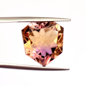 Natural Bi-color Ametrine Gemstone, Fancy Concave Cut, Aaa Grade, Bolivian Origin (17x16x10mm)