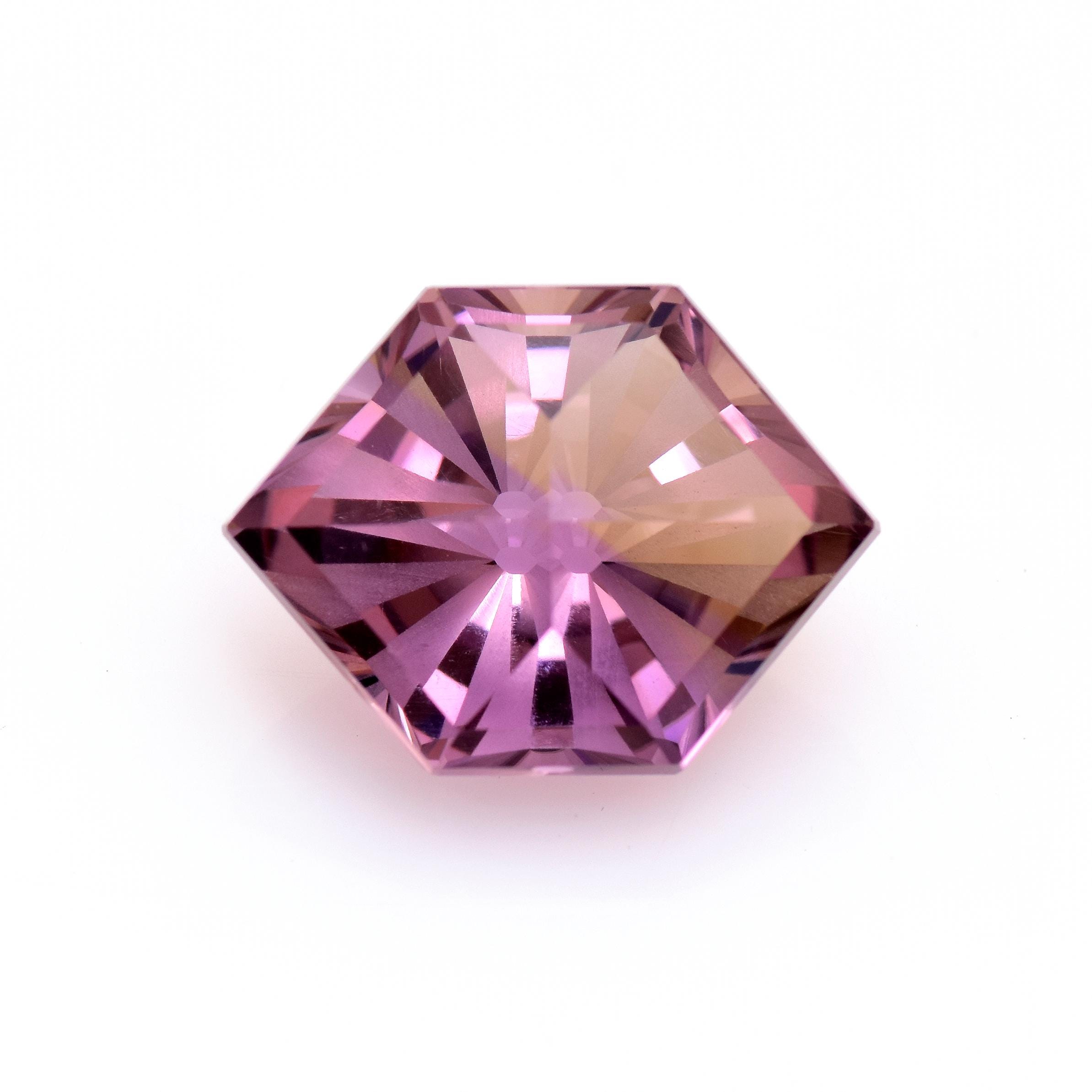 Natural Aaa+ Bi-color Ametrine Hexagon Gemstone, Fancy Concave Cut Ring Piece Natural Aaa+ Bi-color Ametrine Hexagon Gemstone, Fancy Concave Cut Ring Piece