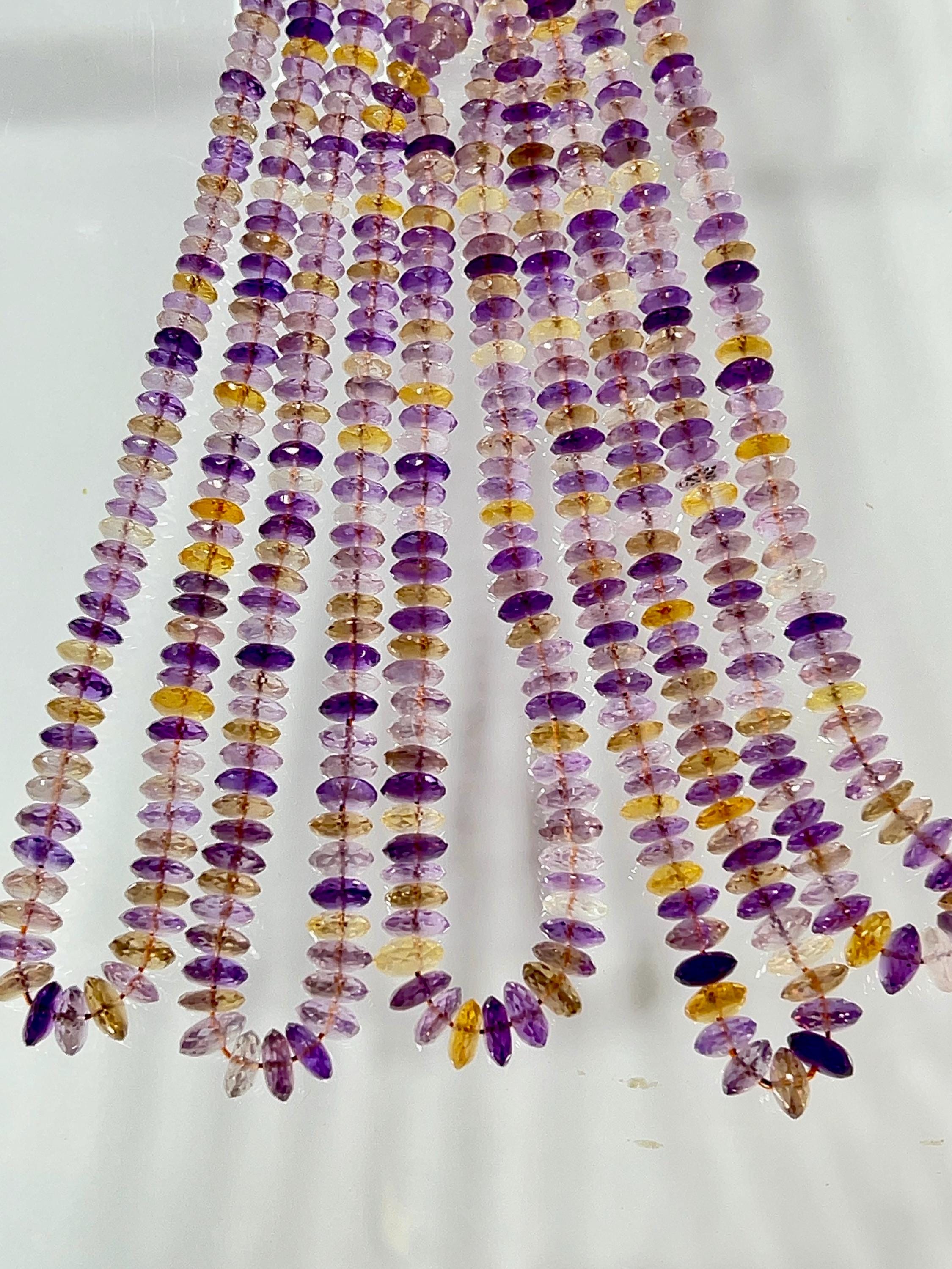 Faceted Ametrine Quartz Rondelle Beads, Gemstone Jewelry Making (7-8mm) Faceted Ametrine Quartz Rondelle Beads, Gemstone Jewelry Making (7-8mm)