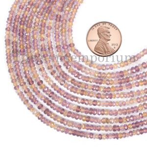 Ametrine Faceted Rondelle Beads, 3-3.5 Mm Ametrine Briolette Beads, Loose Ametrine Strand, Ametrine Beads For Jewelry Crafts