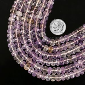 Ametrine Faceted Rondelle Beads, 5.5-9 Mm Ametrine Bead, Loose Strand For Jewelry Making