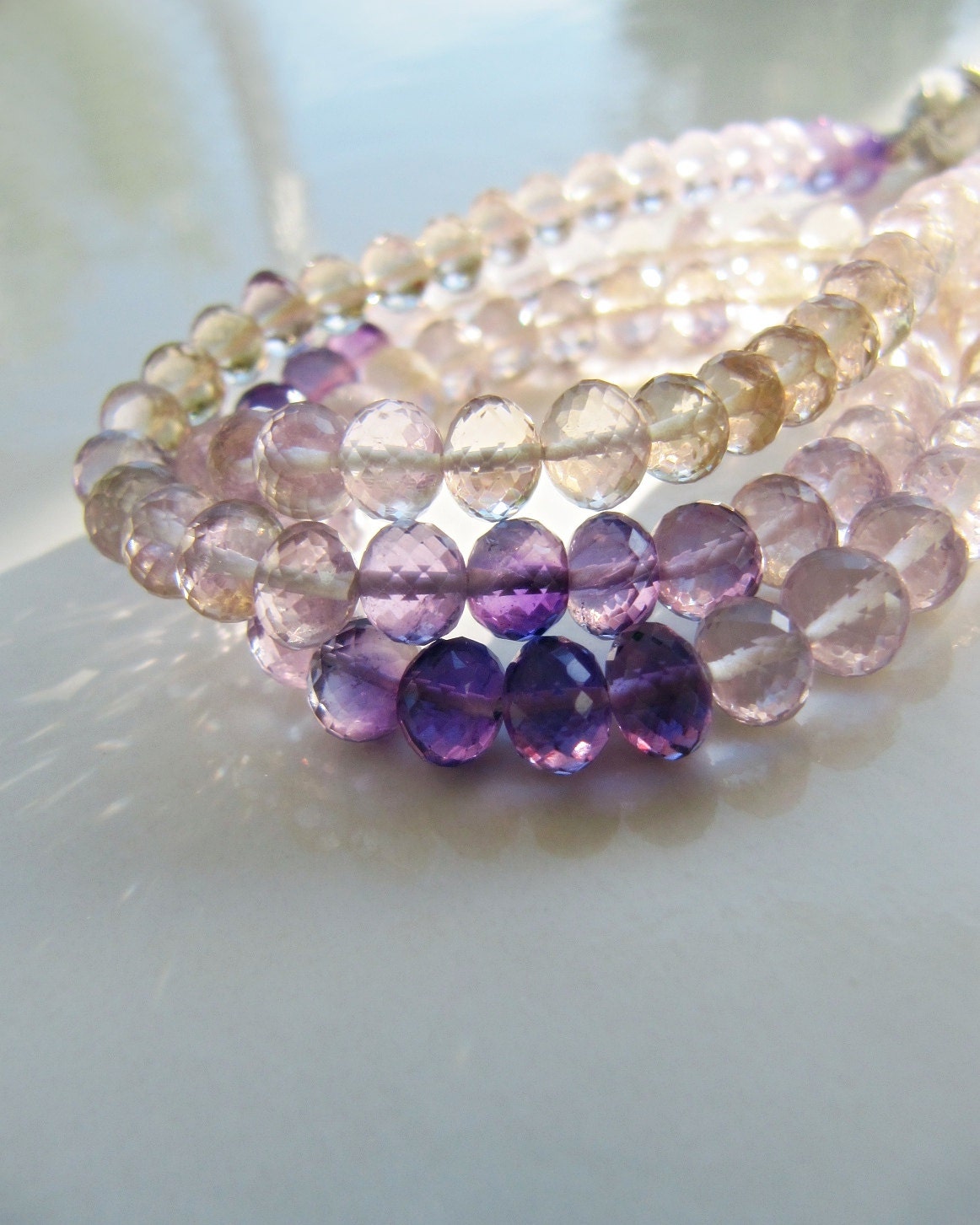 Ametrine Rondelles • 6.25-6.75mm • Aaa Micro Faceted • Natural Gemstone • Shaded Purple Amethyst Pale Champagne Citrine