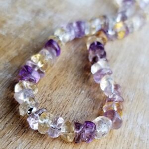 Ametrine Gemstone Beaded Choker Necklace Sterling Silver, Ametrine Jewelry, 16 Inch Necklace, Chip and Nugget Necklace, Purple Necklace