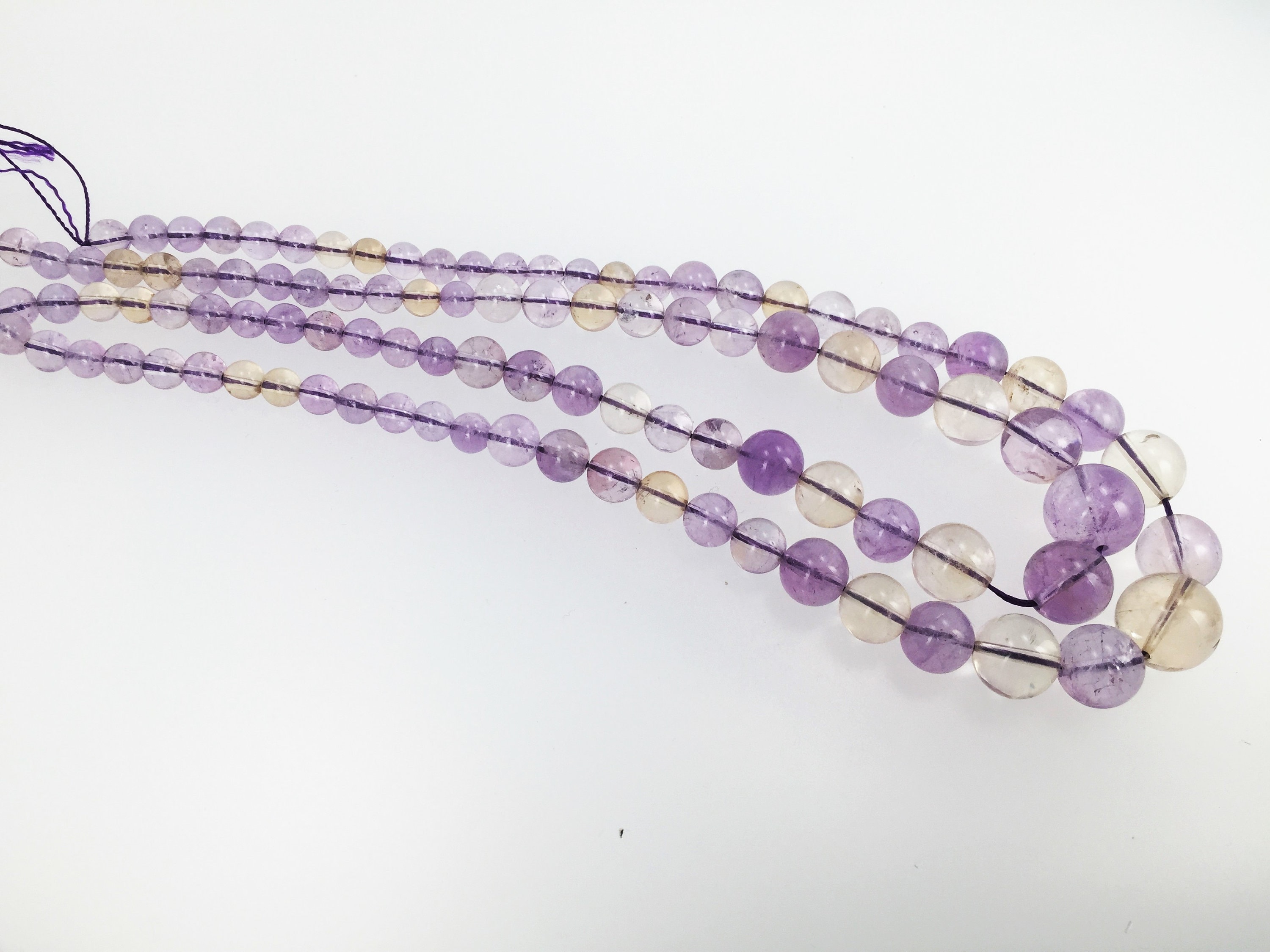 Ametrine Graduated Round Beads 6-15mm. Natural Gemstone Beads. Necklace Making. 16''