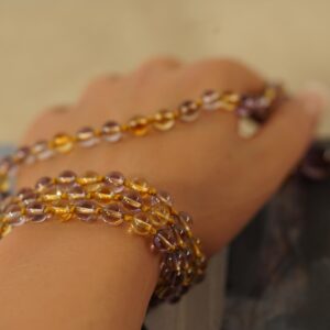 Natural Ametrine Mala Necklace • 6mm • 8mm • 10mm • Spiritual Tool • Quantum Leap Mala • Amethyst-citrine Fusion • Mind-will • 108+1 5047