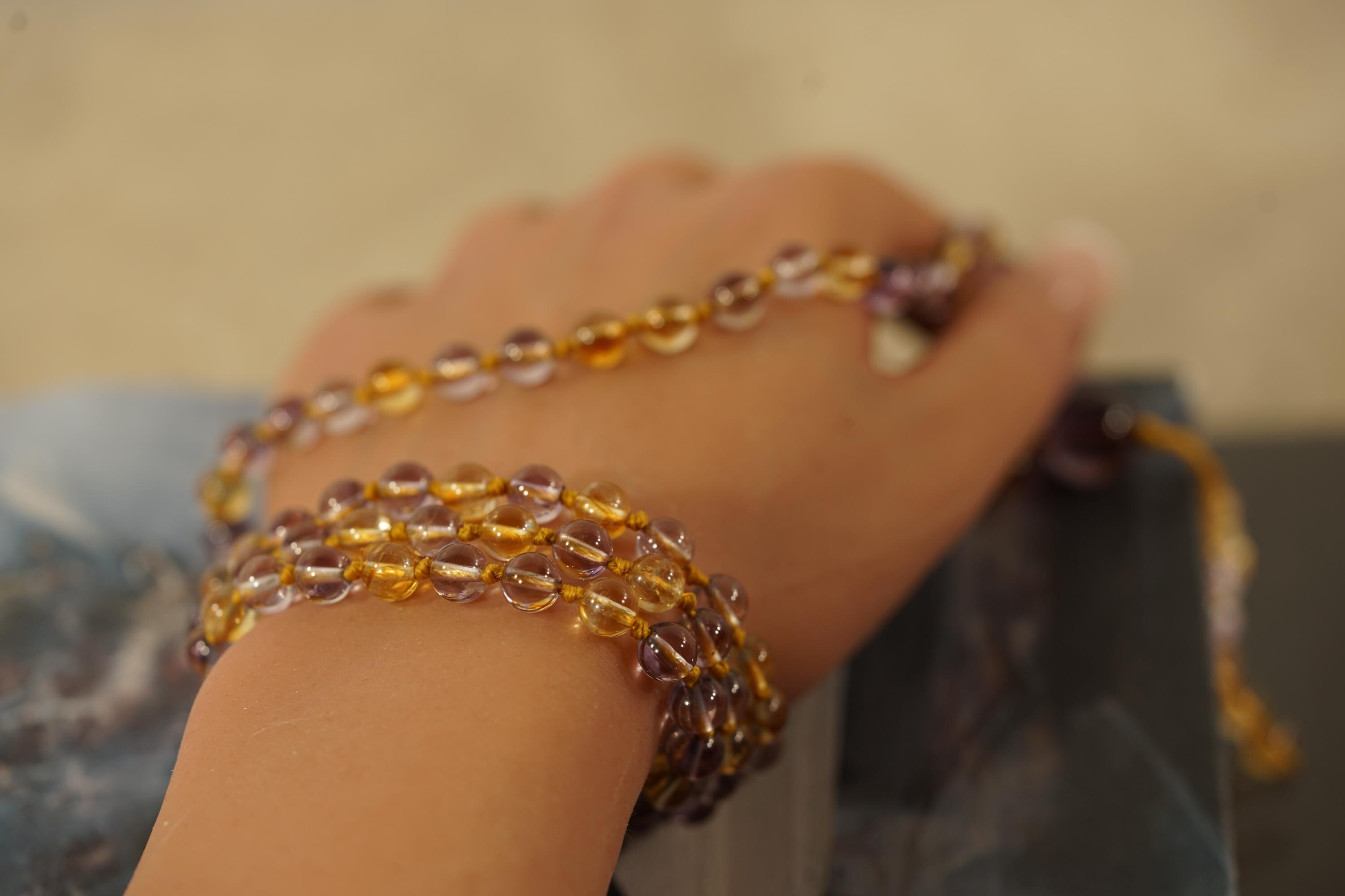 Natural Ametrine Mala Necklace • 6mm • 8mm • 10mm • Spiritual Tool • Quantum Leap Mala • Amethyst-citrine Fusion • Mind-will • 108+1 5047