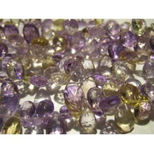 6x11mm To 9x6mm Ametrine Faceted Pear Shape Briolettes , 4 Inch Strand Of Ametrine Faceted Pear For Jewelry 6x11mm To 9x6mm Ametrine Faceted Pear Shape Briolettes , 4 Inch Strand Of Ametrine Faceted Pear For Jewelry