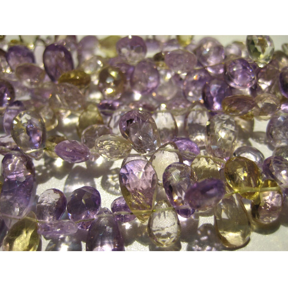 6x11mm To 9x6mm Ametrine Faceted Pear Shape Briolettes , 4 Inch Strand Of Ametrine Faceted Pear For Jewelry 6x11mm To 9x6mm Ametrine Faceted Pear Shape Briolettes , 4 Inch Strand Of Ametrine Faceted Pear For Jewelry