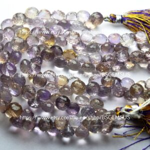 8 Inches Strand, Natural Ametrine Faceted Onion Shape Briolette Size 7-8mm 8 Inches Strand, Natural Ametrine Faceted Onion Shape Briolette Size 7-8mm