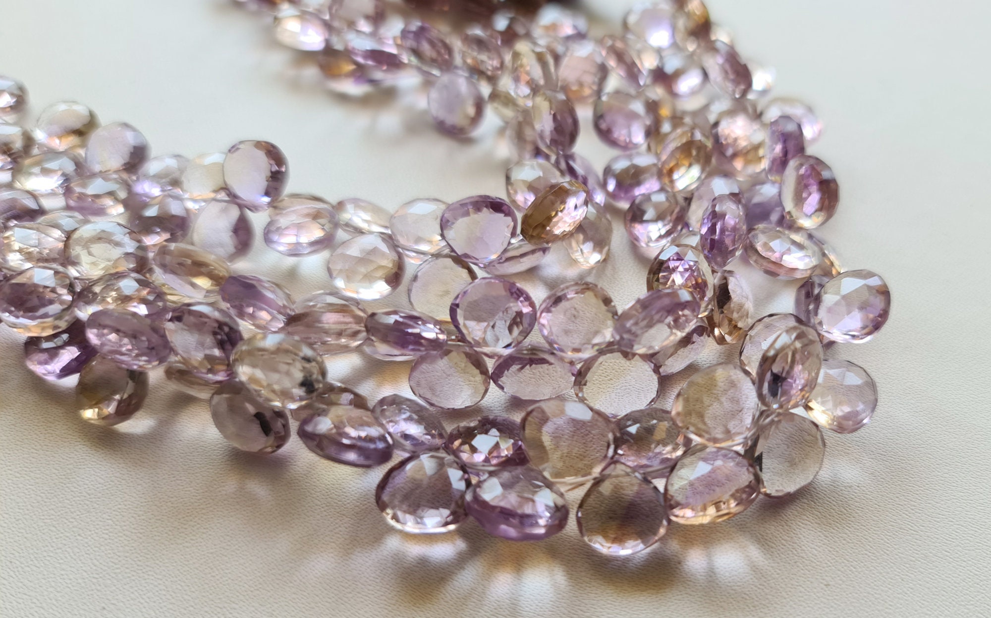 9-10mm Ametrine Faceted Heart, Natural Ametrine Heart Briolettes, Ametrine Beads For Necklace Ametrine Jewelry (10pcs To 20pcs Option)-dga29
