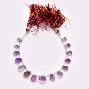 Aaa Ametrine Faceted Teardrop Briolette Beads | 5x8mm To 8x12mm Drops 8" Strand - Ametrine Semi Precious Gemstone Teardrop Beads For Jewelry Aaa Ametrine Faceted Teardrop Briolette Beads | 5x8mm To 8x12mm Drops 8" Strand - Ametrine Semi Precious Gemstone Teardrop Beads For Jewelry