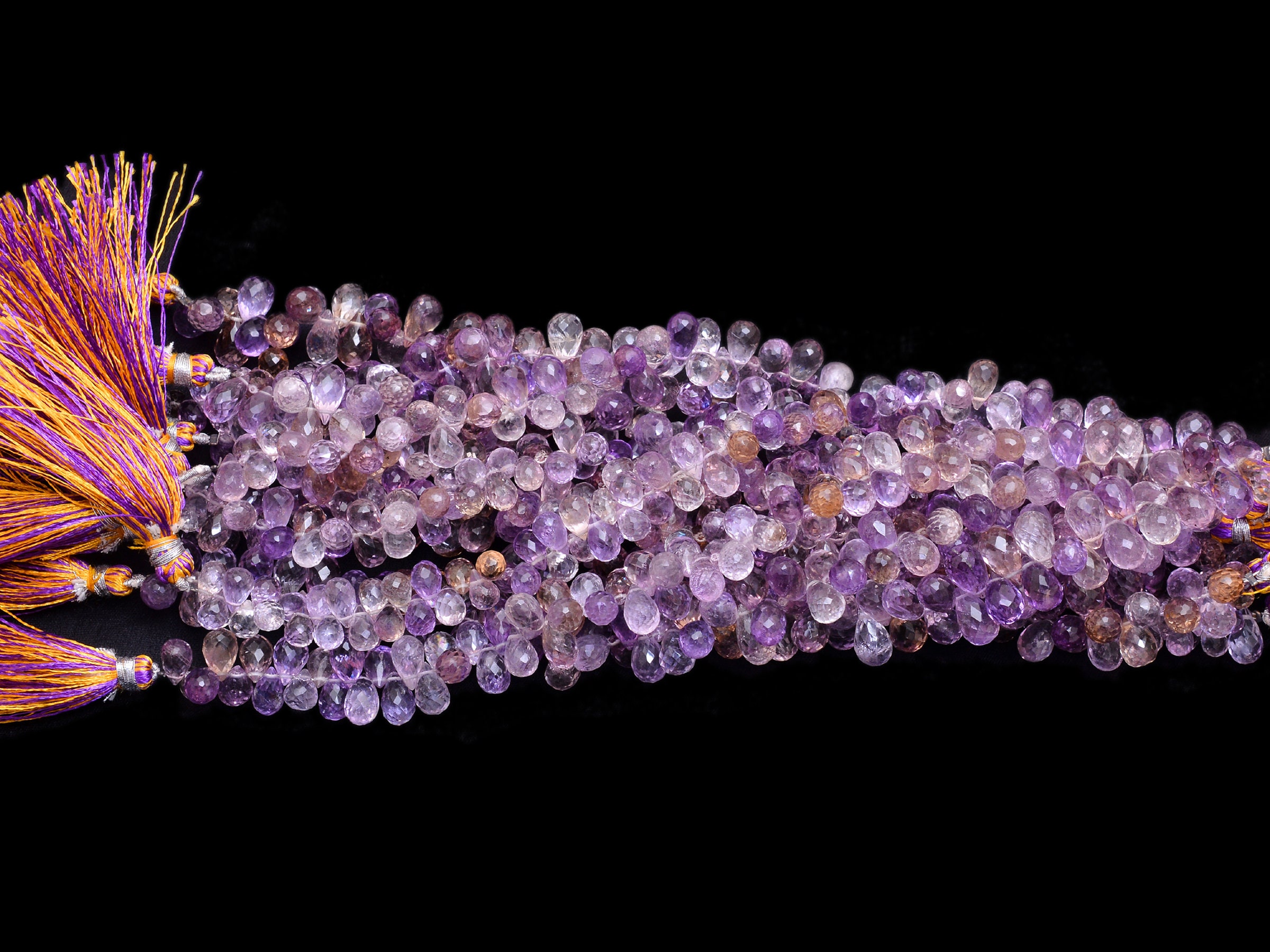 Aaa Ametrine Teardrop Faceted Briolette Beads | 5x8mm Drops 8inch Strand | Natural Ametrine Semiprecious Gemstone Teardrop Beads For Jewelry