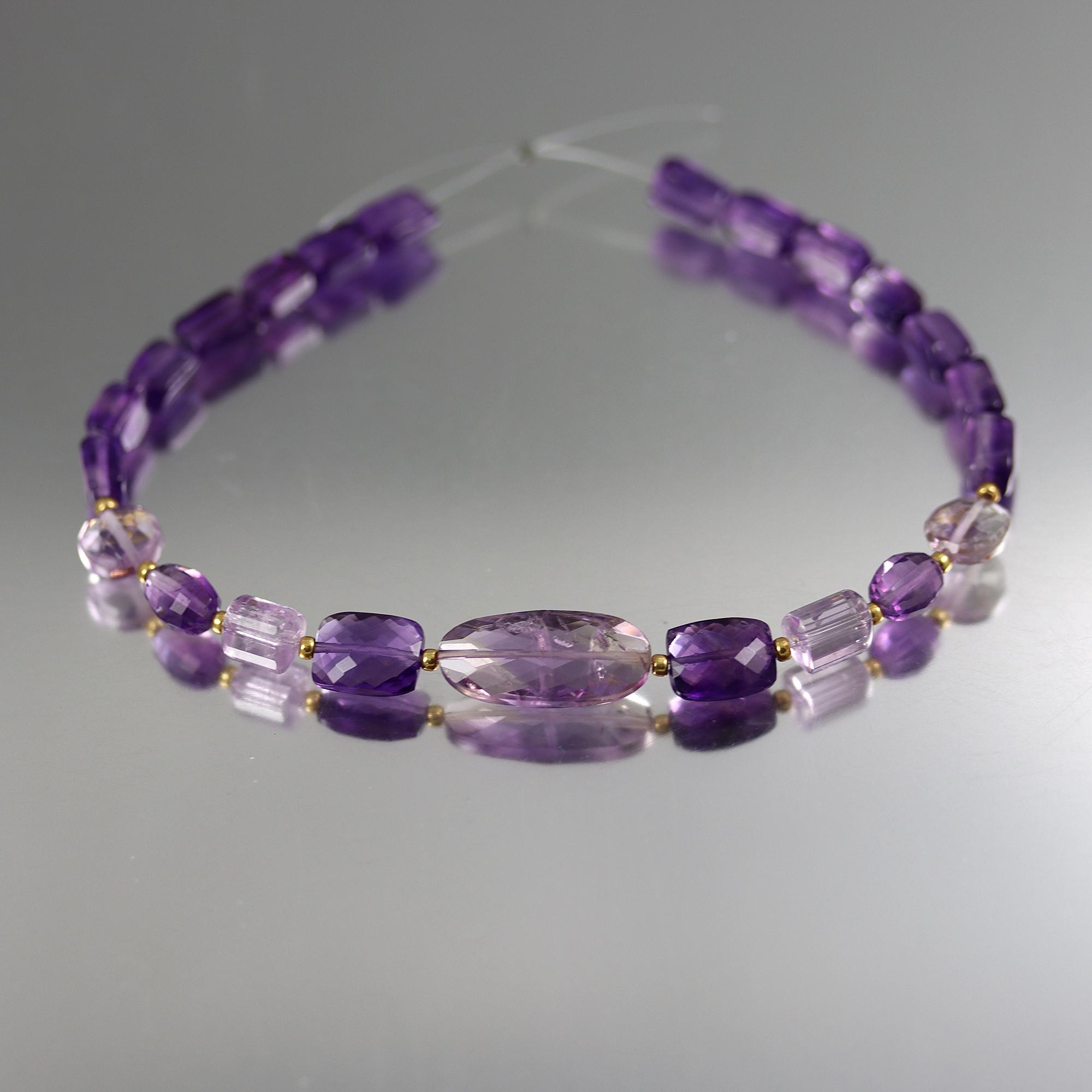 Ametrine And Amethyst Mixed Beads - 7 3/4 Inches - 6 To 18mm