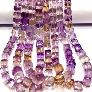 Beautiful~~Bolivia Ametrine Faceted Cube Shape Beads Natural Ametrine Gemstone Beads Ametrine Cube Beads Ametrine Box Beads Wholesale Beads