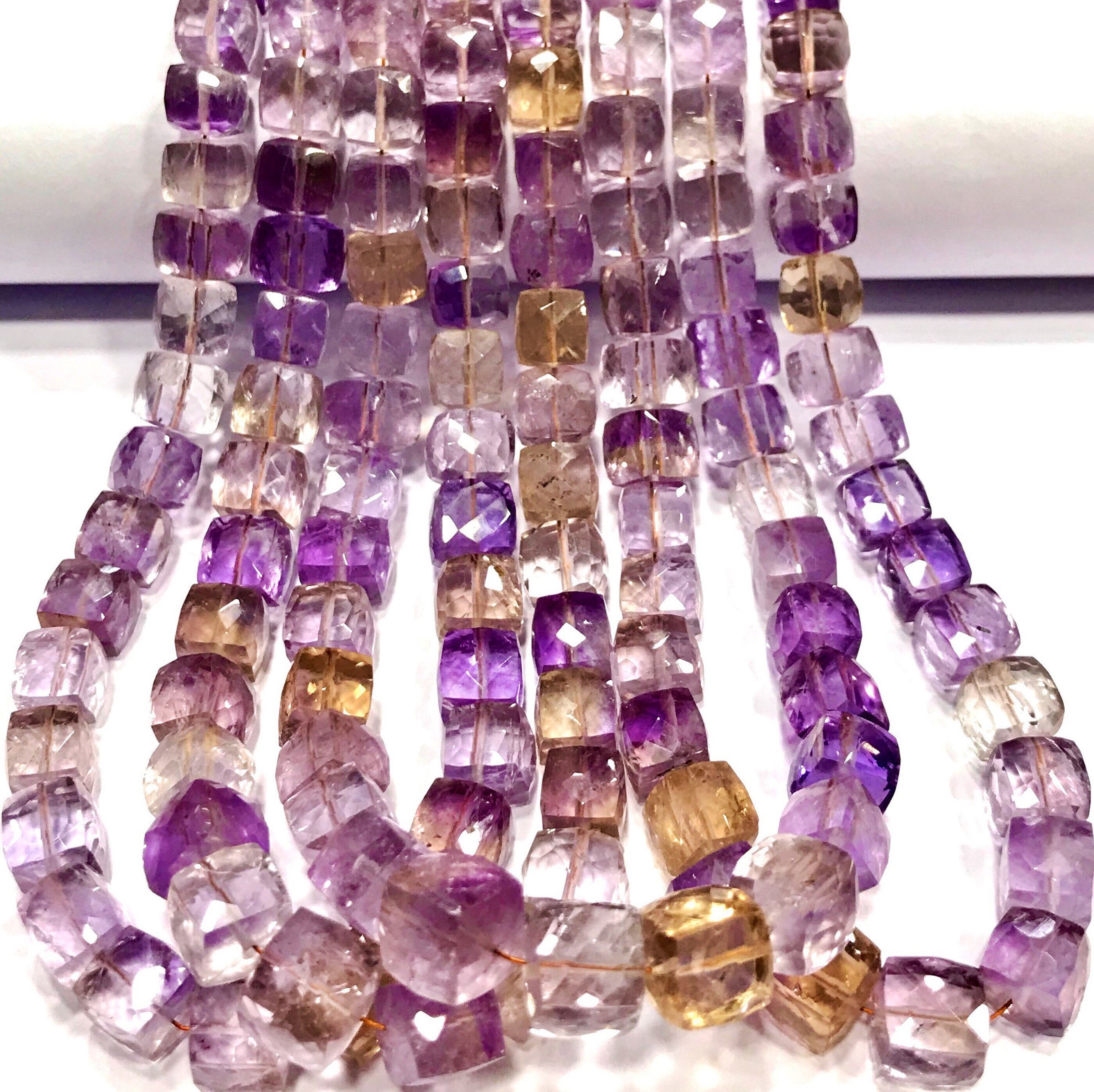 Beautiful~~bolivia Ametrine Faceted Cube Shape Beads Natural Ametrine Gemstone Beads Ametrine Cube Beads Ametrine Box Beads Wholesale Beads