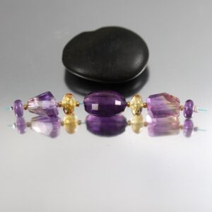 Ametrine Citrine and Amethyst Mixed Beads - 3 Inches - 8 to 17 mm Ametrine Citrine and Amethyst Mixed Beads - 3 Inches - 8 to 17 mm