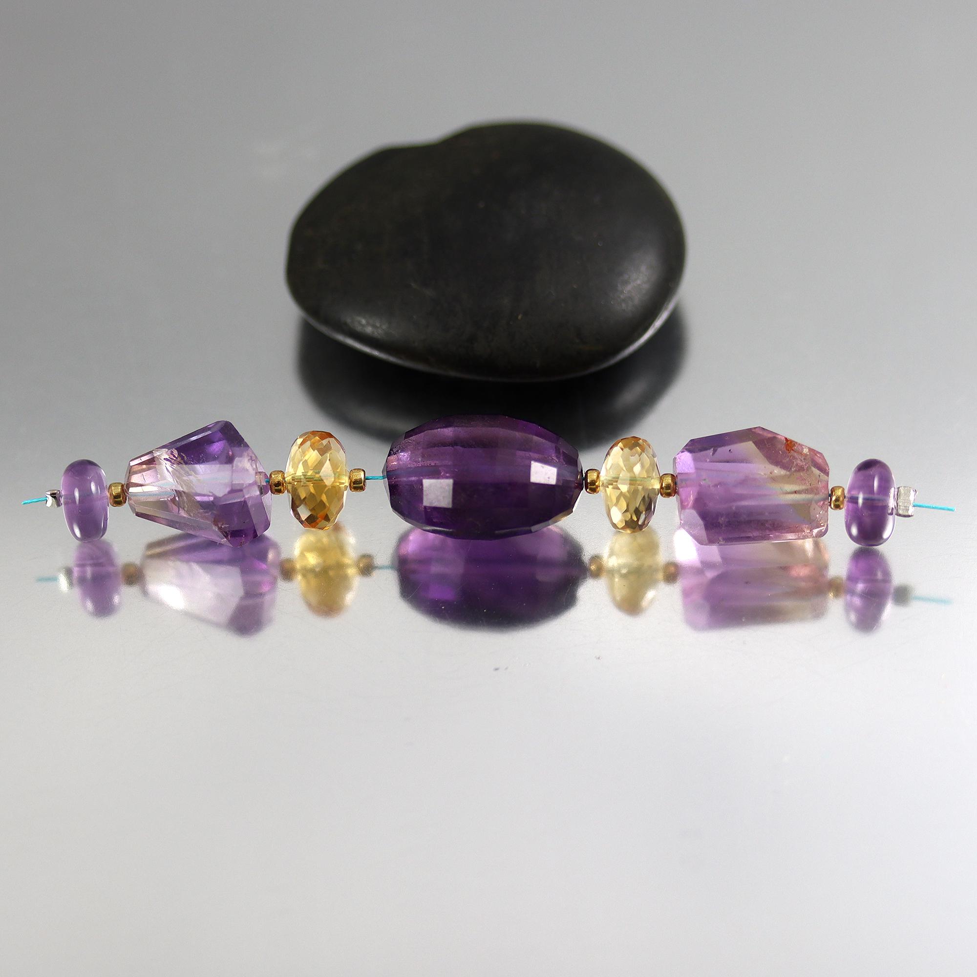 Ametrine Citrine And Amethyst Mixed Beads - 3 Inches - 8 To 17 Mm Ametrine Citrine And Amethyst Mixed Beads - 3 Inches - 8 To 17 Mm