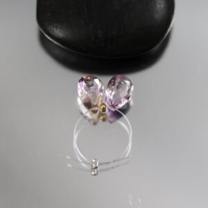 Ametrine Concave Pan Cut Beads - Pair - Pink Amethyst Beads - 7 x 10mm Ametrine Concave Pan Cut Beads - Pair - Pink Amethyst Beads - 7 x 10mm