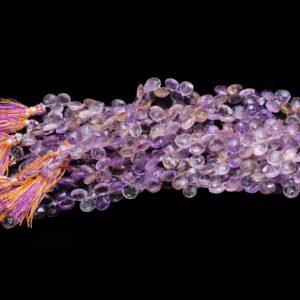 Ametrine Faceted Heart Briolette 9mm, 10mm Heart Beads | 8inch Strand | Natural Ametrine Semi Precious Gemstone Heart Briolette For Jewelry Ametrine Faceted Heart Briolette 9mm, 10mm Heart Beads | 8inch Strand | Natural Ametrine Semi Precious Gemstone Heart Briolette For Jewelry