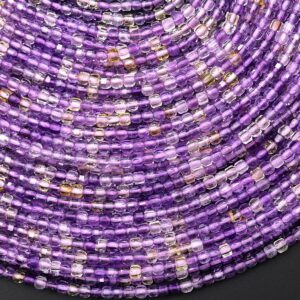 Faceted Natural Ametrine 2mm Cube Beads Micro Laser Diamond Cut Gemstone 15.5" Strand Faceted Natural Ametrine 2mm Cube Beads Micro Laser Diamond Cut Gemstone 15.5" Strand