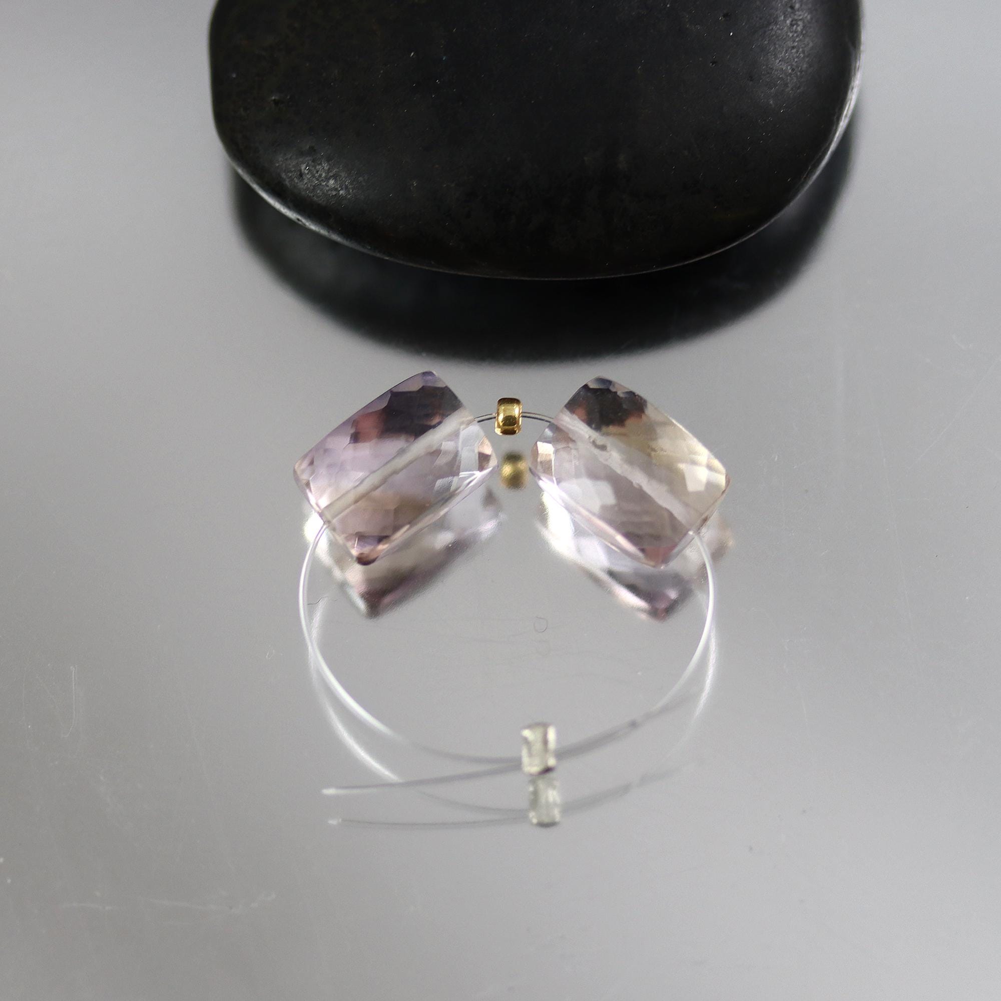 Faceted Ametrine Rectangle Beads - 9x7mm Pair