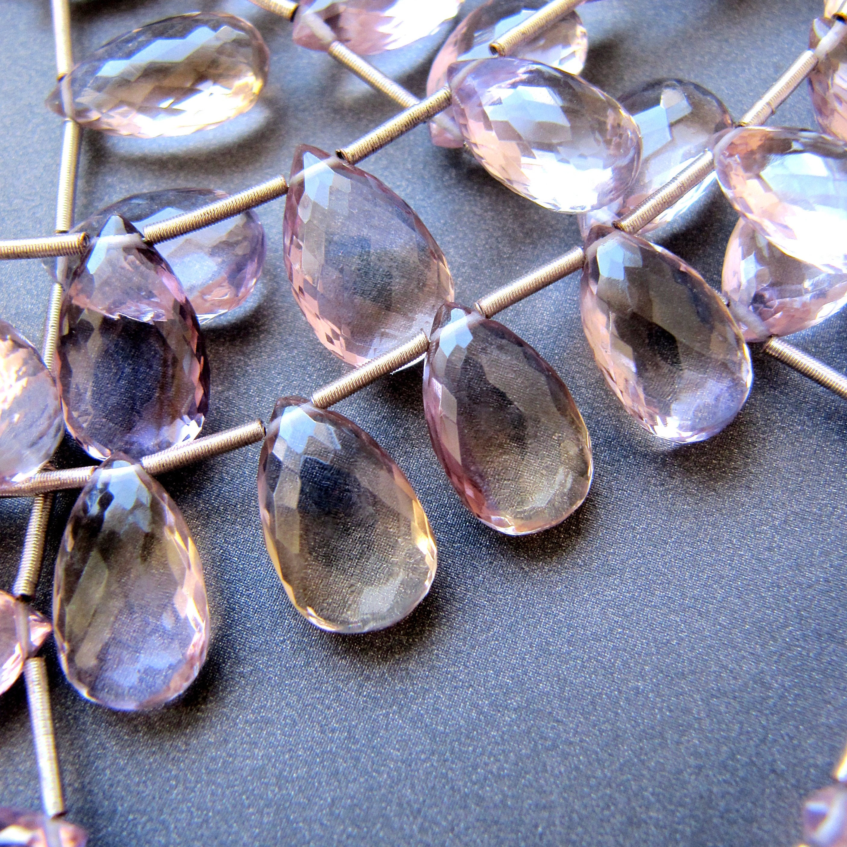 Ametrine Flat Pear Drop Beads • 12-14.5x8.50mm • Aaa Micro Faceted Briolettes • Natural Gemstone • Light Pale Lavender Purple Champagne