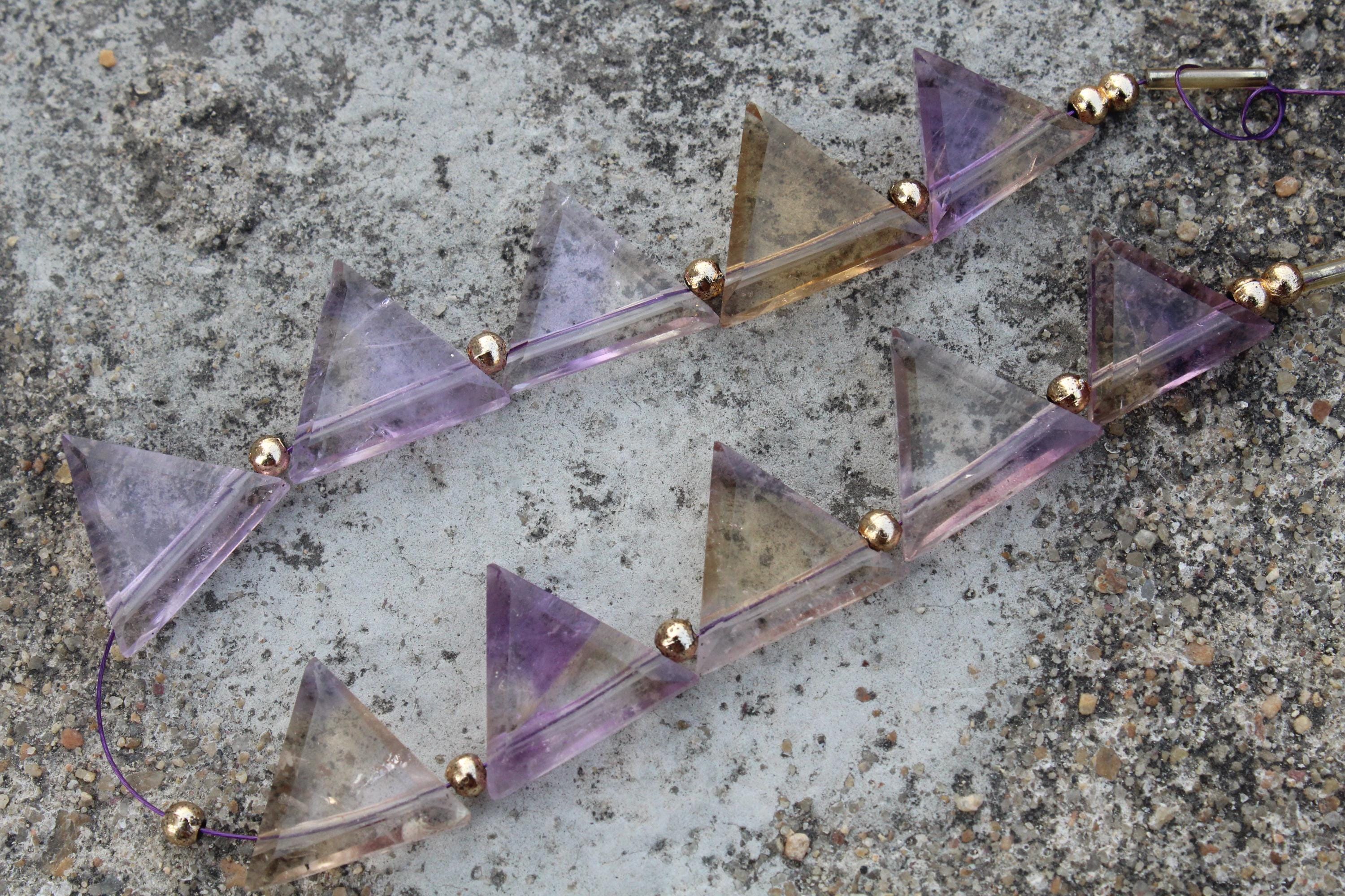 Ametrine Gemstone Faceted Briolette Beads | 10 Piece Triangle Shape I Size-15-17 Mm | Jewelry Setting (c443)
