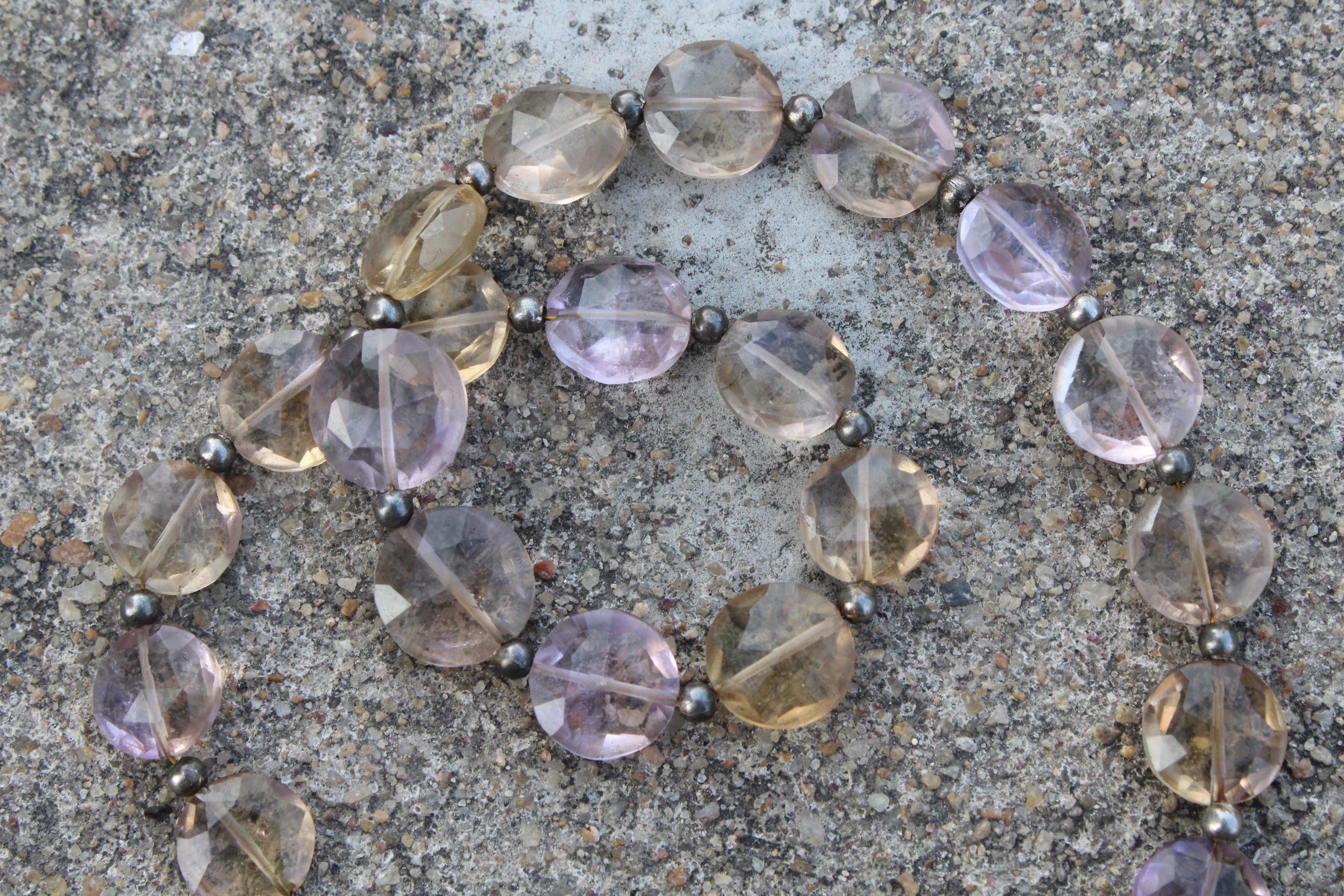 Ametrine Gemstone Faceted Briolette Beads | 10 Piece Disk-shaped | Size—10-12 Mm | Jewelry Setting (c334)