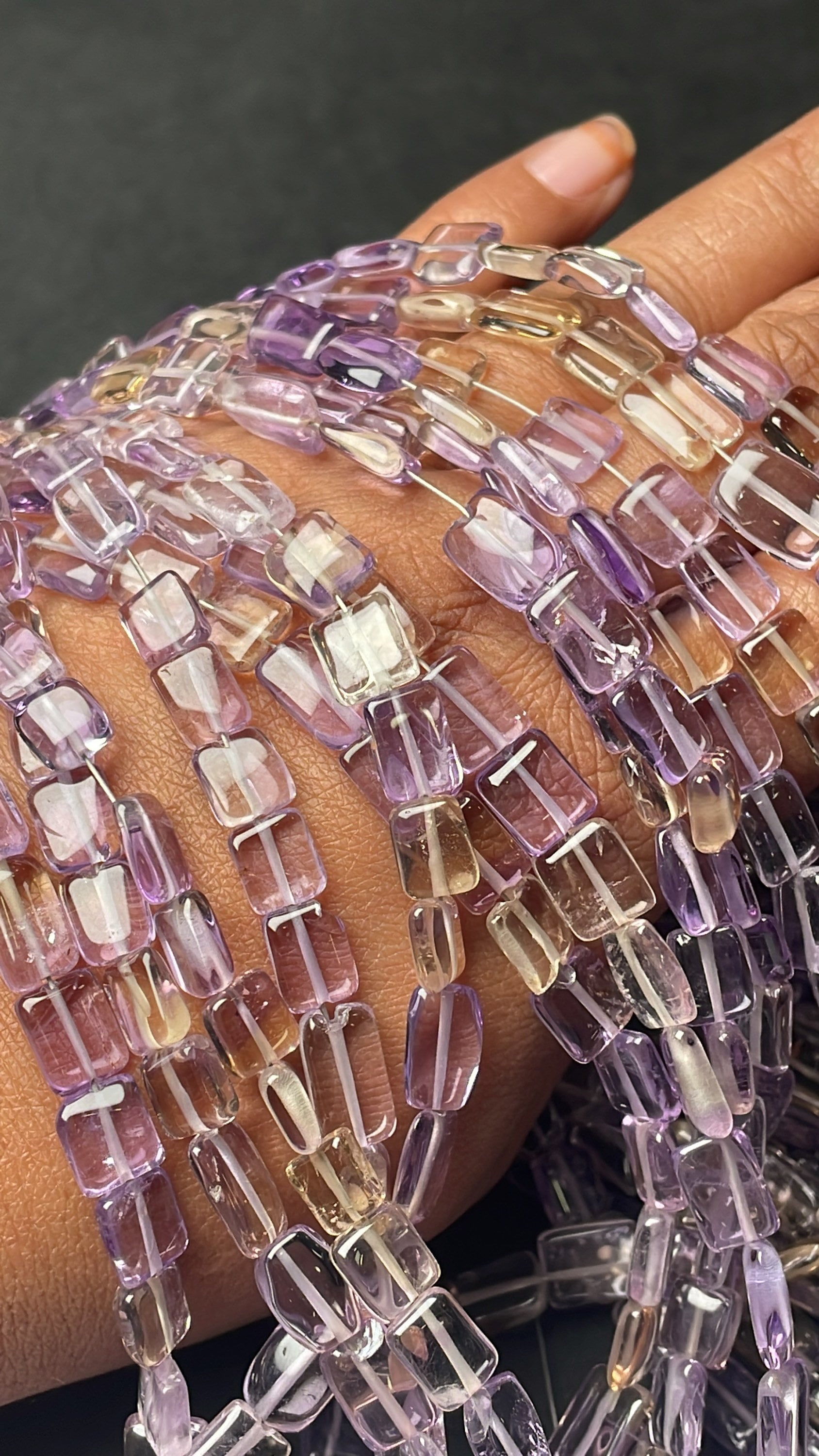 Independence Day Sale Beautiful Natural Ametrine Smooth Chicklet Shaped Beads 7/9 Mm 10 Inches Beads Strand, Ametrine Beads An Amazing Item