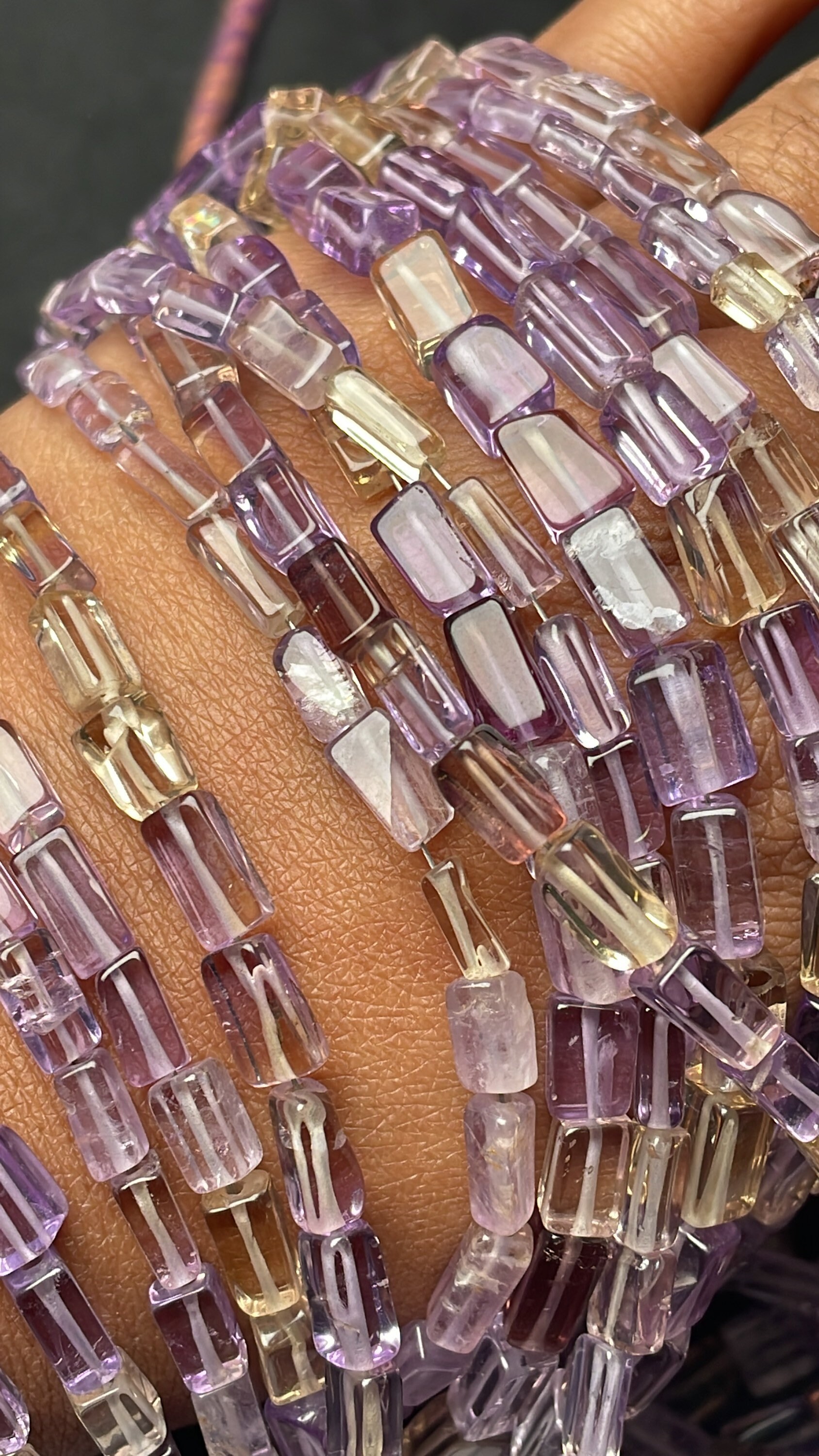 Natural 10 Inches Ametrine Smooth Rectangle Shaped Beads 5/8 Mm Approx Beads, Ametrine Beads An Amazing Item