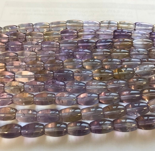 Natural  Ametrine 12x7mm Oval Gemstone Beads---7.5 Inch Strand
